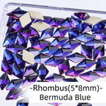 Bermuda Blue, Rhombus (5x8mm/12pcs) by thePINKchair - thePINKchair.ca - Rhinestone - thePINKchair nail studio