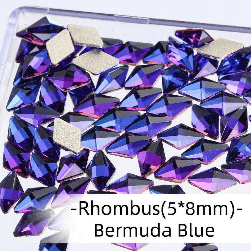 Bermuda Blue, Rhombus (5x8mm/12pcs) by thePINKchair - thePINKchair.ca - Rhinestone - thePINKchair nail studio