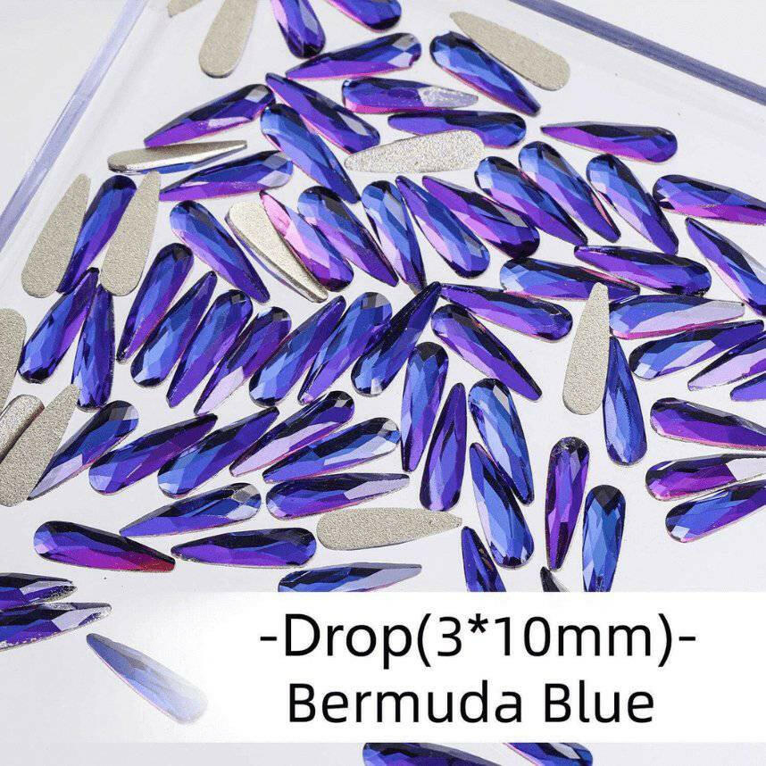 Bermuda Blue, Sharp Drop (3x10mm/12pcs) by thePINKchair - thePINKchair.ca - Rhinestone - thePINKchair nail studio