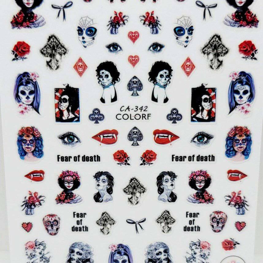 CA342, Day of the Dead Decal/Sticker by thePINKchair - thePINKchair.ca - Nail Art - thePINKchair nail studio