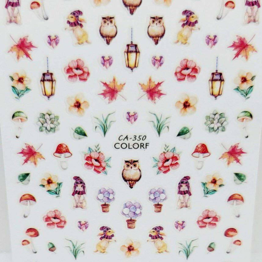 CA350, Owls & Leaves Decal/Sticker by thePINKchair - thePINKchair.ca - Nail Art - thePINKchair nail studio