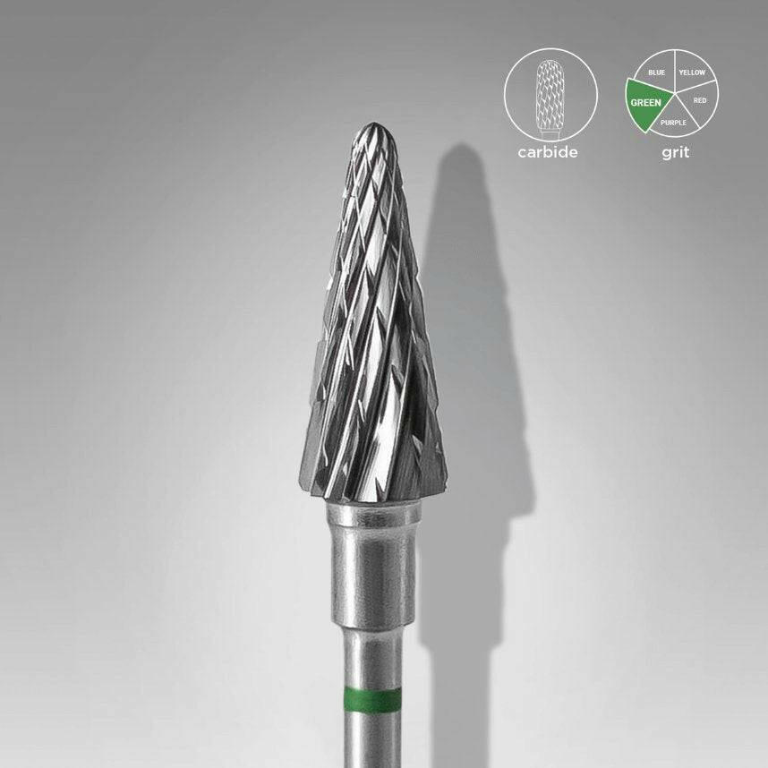 Carbide Nail Drill Bit, “Cone” (green + 6mm head/14mm working part) - thePINKchair.ca - efile bit - Staleks
