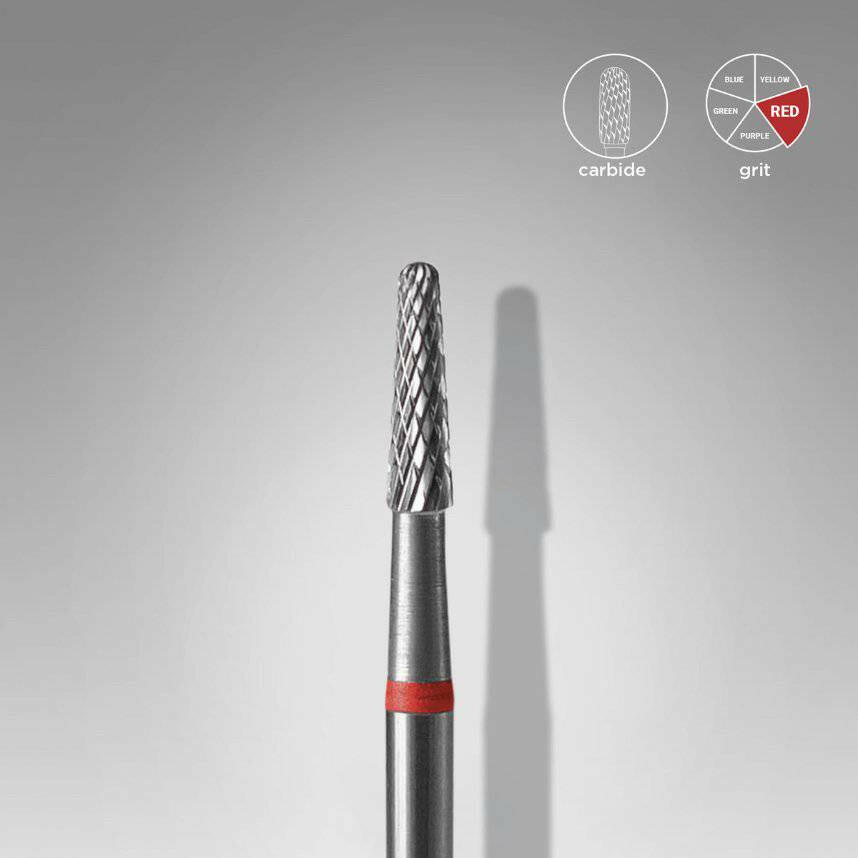 Carbide Nail Drill Bit, “Cone” (red + 2.3mm head/8mm working part) - thePINKchair.ca - efile bit - Staleks