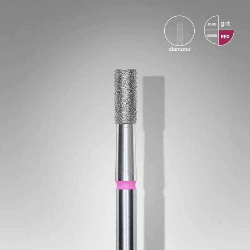 Diamond Nail Drill Bit, “Cylinder” (red + 2.5mm head/6mm working part) - thePINKchair.ca - efile bit - Staleks
