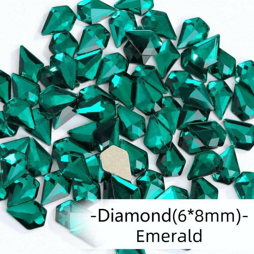 Emerald, Diamond (6x8mm/12pcs) by thePINKchair - thePINKchair.ca - Rhinestone - thePINKchair nail studio