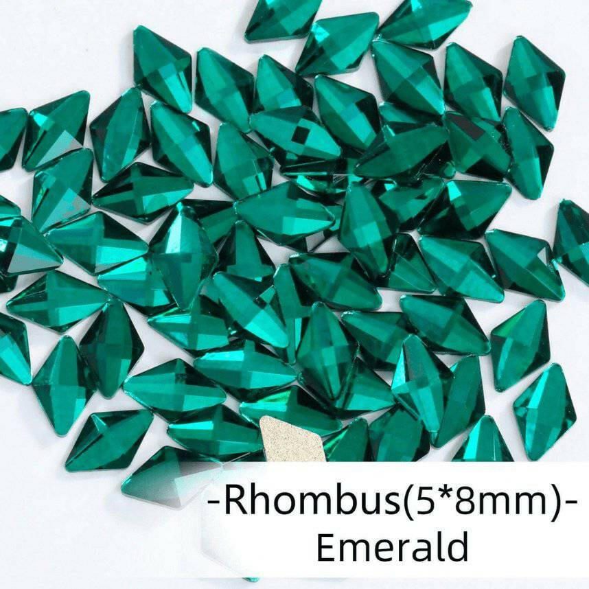 Emerald, Rhombus (5x8mm/12pcs) by thePINKchair - thePINKchair.ca - Rhinestone - thePINKchair nail studio
