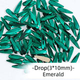 Emerald, Sharp Drop (3x10mm/12pcs) by thePINKchair - thePINKchair.ca - Rhinestone - thePINKchair nail studio