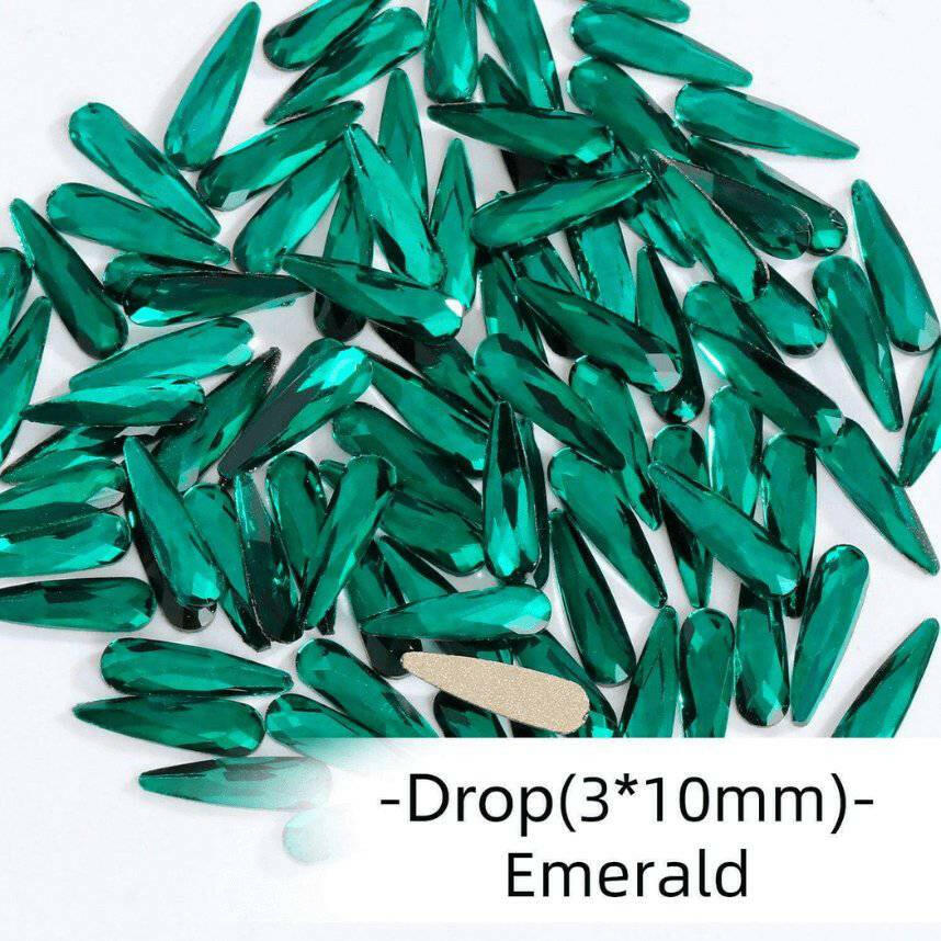 Emerald, Sharp Drop (3x10mm/12pcs) by thePINKchair - thePINKchair.ca - Rhinestone - thePINKchair nail studio