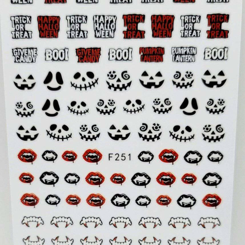 F251, Halloween Trick or Treat Decal/Sticker by thePINKchair - thePINKchair.ca - Nail Art - thePINKchair nail studio