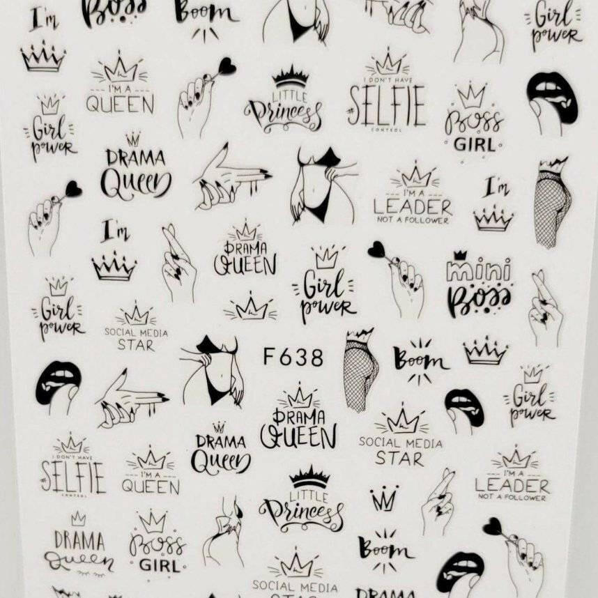 F638 Queens Decal/Sticker by thePINKchair - thePINKchair.ca - Nail Art - thePINKchair nail studio