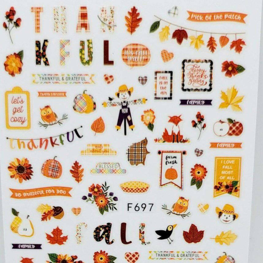 F697, Thanksgiving &amp; Fall Decal/Sticker by thePINKchair - thePINKchair.ca - Nail Art - thePINKchair nail studio
