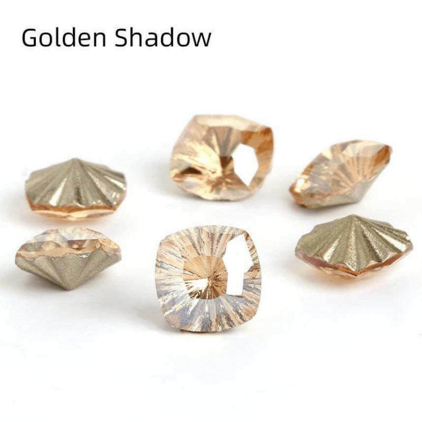 Golden Shadow, Cushion (8x8mm/6pcs) by thePINKchair - thePINKchair.ca - Rhinestone - thePINKchair nail studio