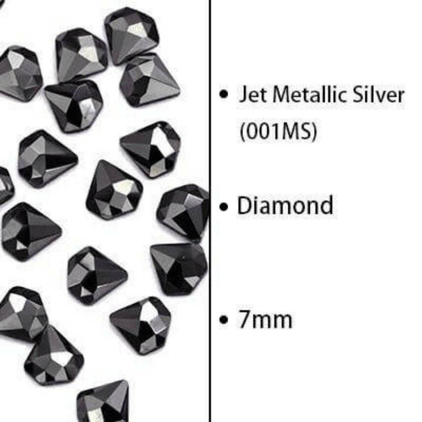 Jet Metallic, Diamond (7mm/6pcs) by thePINKchair - thePINKchair.ca - Rhinestone - thePINKchair nail studio