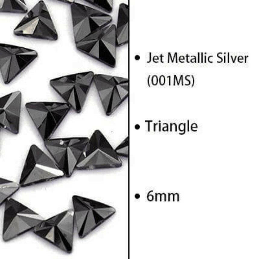 Jet Metallic, Triangle (6mm/6pcs) by thePINKchair - thePINKchair.ca - Rhinestone - thePINKchair nail studio