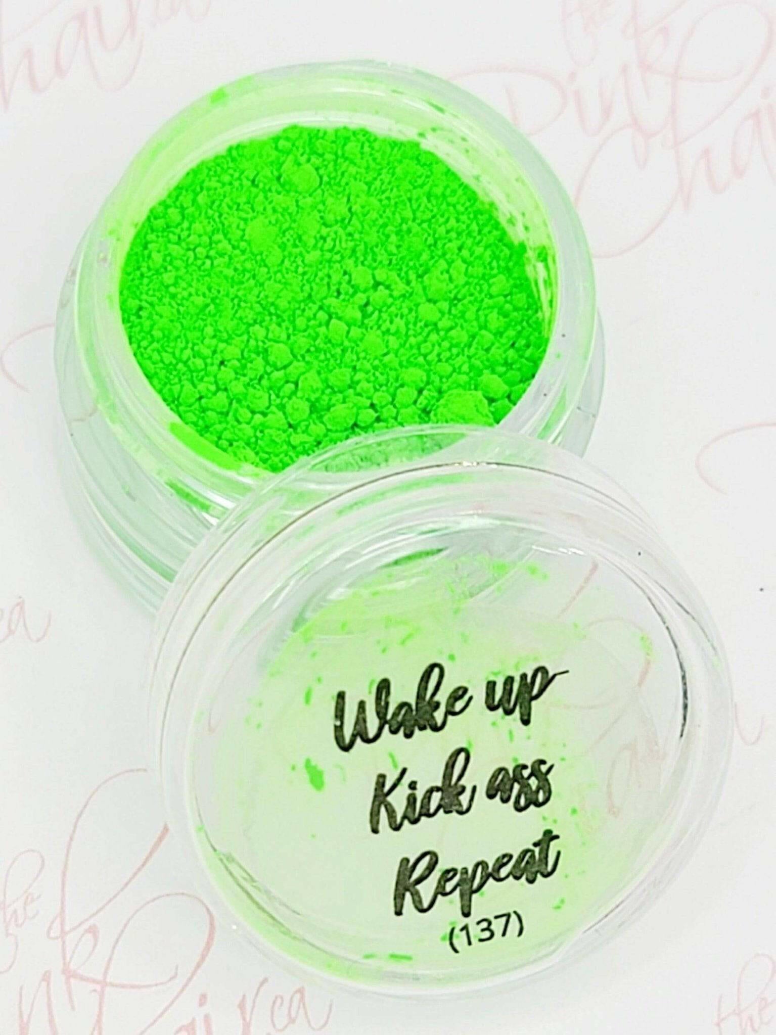 Wake Up, Kick Ass, REPEAT, Pigment by thePINKchair - thePINKchair.ca - Nail Art - thePINKchair nail studio